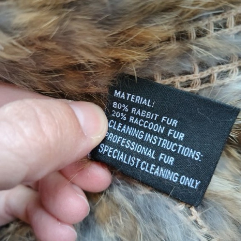 Meefur Rabbit Raccoon Hair Fur Vest Womens L Brown Long Fringe Twilight Victoria - Picture 10 of 15